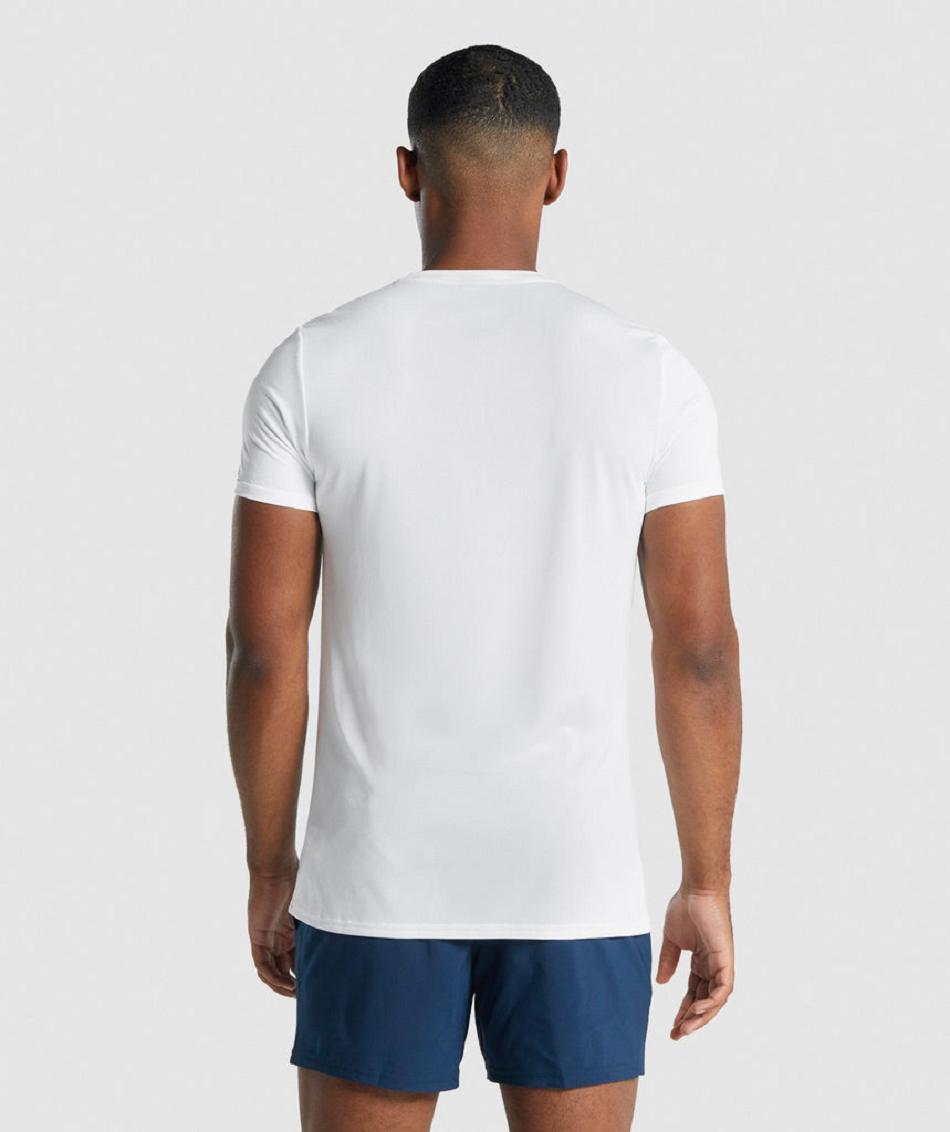 T Shirts Gymshark Arrival Estampadas Hombre Blancas | CO 3403AHK